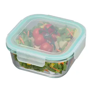 Glass container with lid, suitable for microwave a