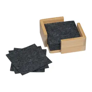 15 felt coasters in bamboo stand