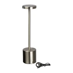 Stainless steel table lamp with rechargeable batte