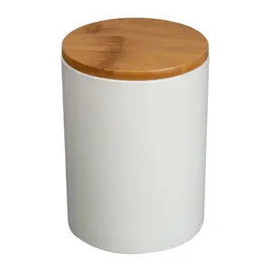 Porcelain jar with bamboo lid 700ml
